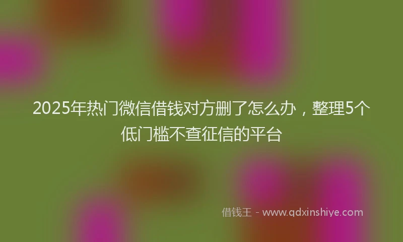 2025年热门微信借钱对方删了怎么办，整理5个低门槛不查征信的平台