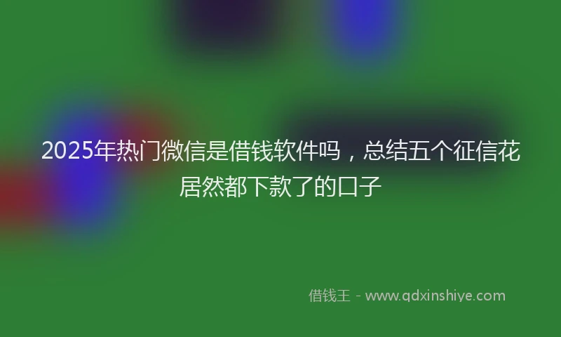 2025年热门微信是借钱软件吗，总结五个征信花居然都下款了的口子