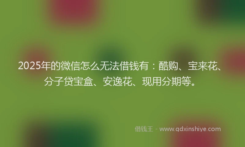 2025年的微信怎么无法借钱有：酷购、宝来花、分子贷宝盒、安逸花、现用分期等。