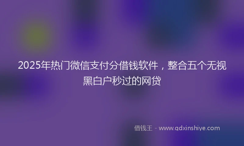 2025年热门微信支付分借钱软件，整合五个无视黑白户秒过的网贷