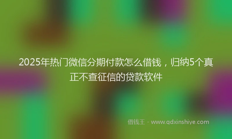 2025年热门微信分期付款怎么借钱，归纳5个真正不查征信的贷款软件