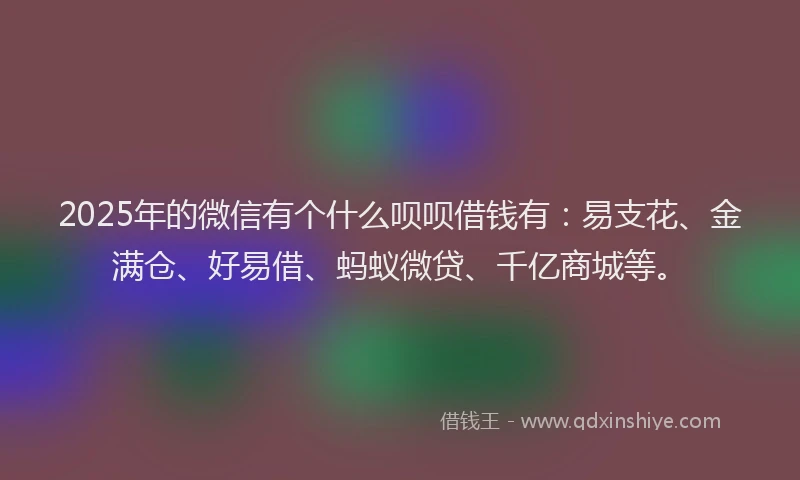 2025年的微信有个什么呗呗借钱有：易支花、金满仓、好易借、蚂蚁微贷、千亿商城等。