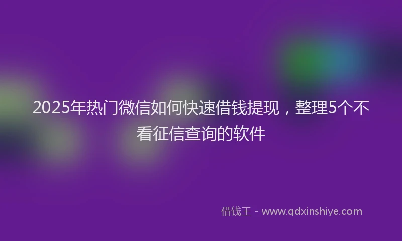 2025年热门微信如何快速借钱提现，整理5个不看征信查询的软件