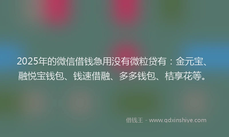 2025年的微信借钱急用没有微粒贷有：金元宝、融悦宝钱包、钱速借融、多多钱包、桔享花等。
