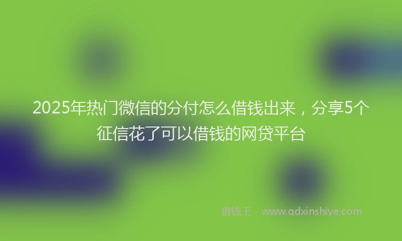 2025年热门微信的分付怎么借钱出来，分享5个征信花了可以借钱的网贷平台