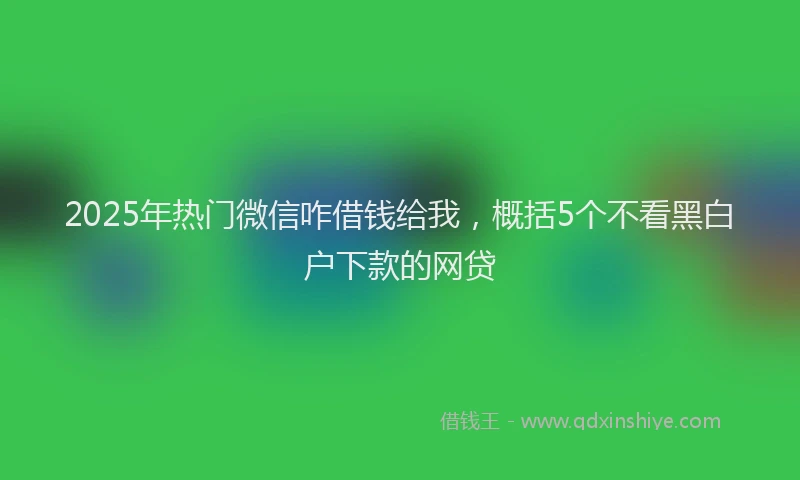 2025年热门微信咋借钱给我，概括5个不看黑白户下款的网贷
