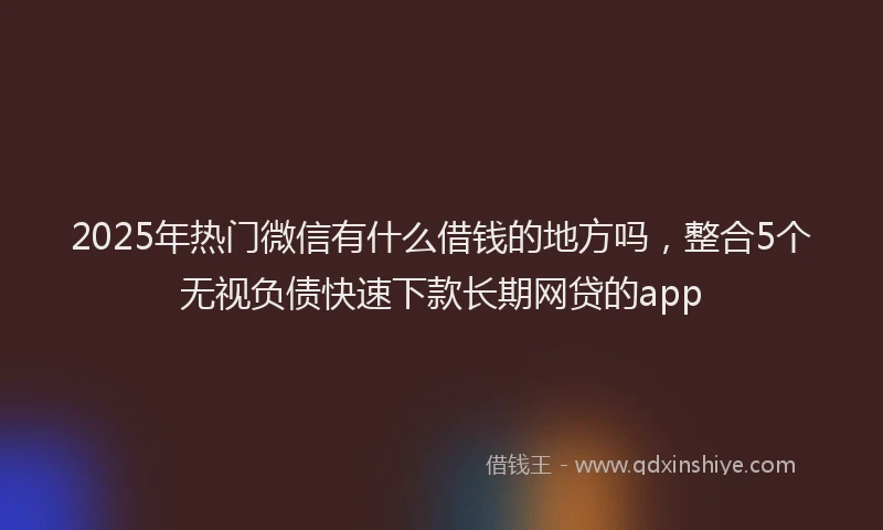 2025年热门微信有什么借钱的地方吗，整合5个无视负债快速下款长期网贷的app