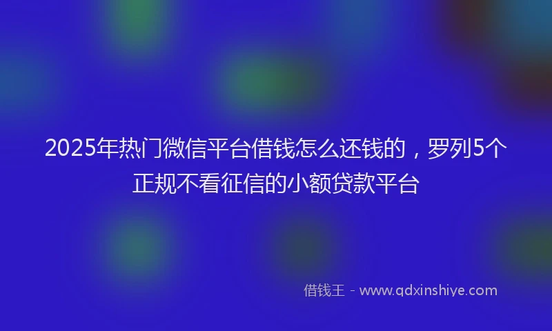 2025年热门微信平台借钱怎么还钱的，罗列5个正规不看征信的小额贷款平台