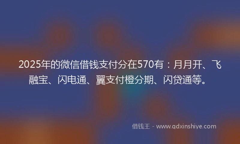 2025年的微信借钱支付分在570有：月月开、飞融宝、闪电通、翼支付橙分期、闪贷通等。