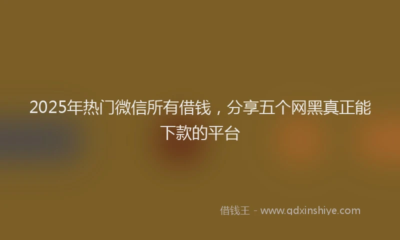 2025年热门微信所有借钱，分享五个网黑真正能下款的平台