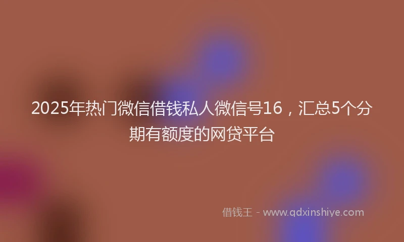 2025年热门微信借钱私人微信号16，汇总5个分期有额度的网贷平台