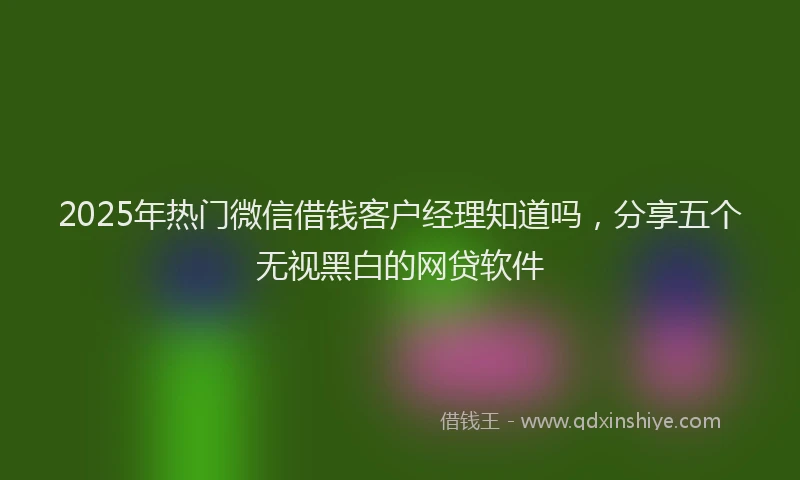 2025年热门微信借钱客户经理知道吗，分享五个无视黑白的网贷软件