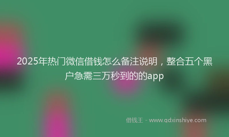 2025年热门微信借钱怎么备注说明，整合五个黑户急需三万秒到的的app
