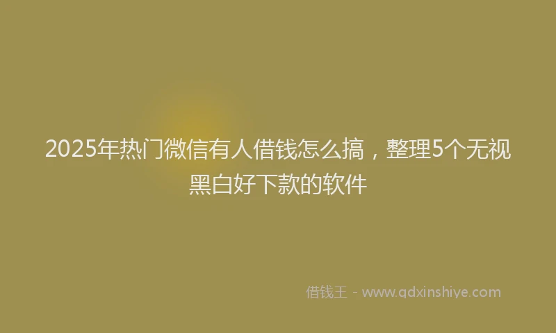 2025年热门微信有人借钱怎么搞，整理5个无视黑白好下款的软件