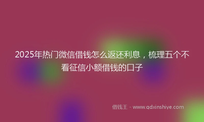 2025年热门微信借钱怎么返还利息，梳理五个不看征信小额借钱的口子