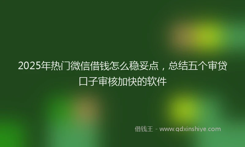 2025年热门微信借钱怎么稳妥点，总结五个审贷口子审核加快的软件
