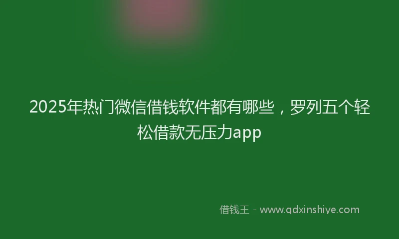 2025年热门微信借钱软件都有哪些，罗列五个轻松借款无压力app