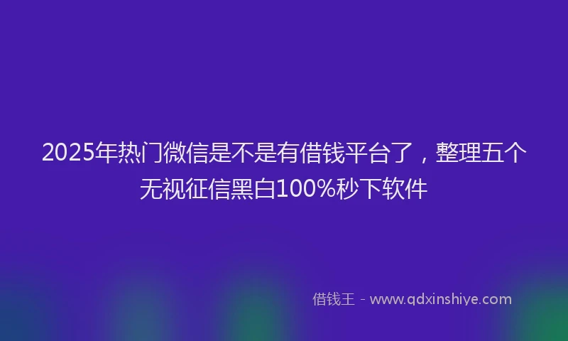 2025年热门微信是不是有借钱平台了，整理五个无视征信黑白100%秒下软件