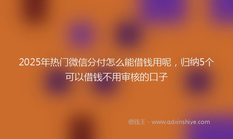 2025年热门微信分付怎么能借钱用呢，归纳5个可以借钱不用审核的口子