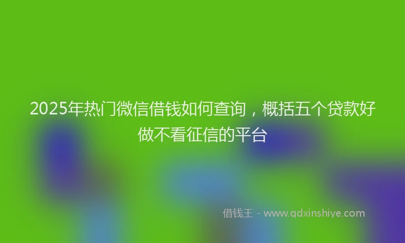 2025年热门微信借钱如何查询，概括五个贷款好做不看征信的平台