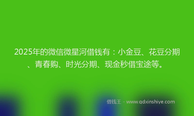 2025年的微信微星河借钱有：小金豆、花豆分期、青春购、时光分期、现金秒借宝途等。