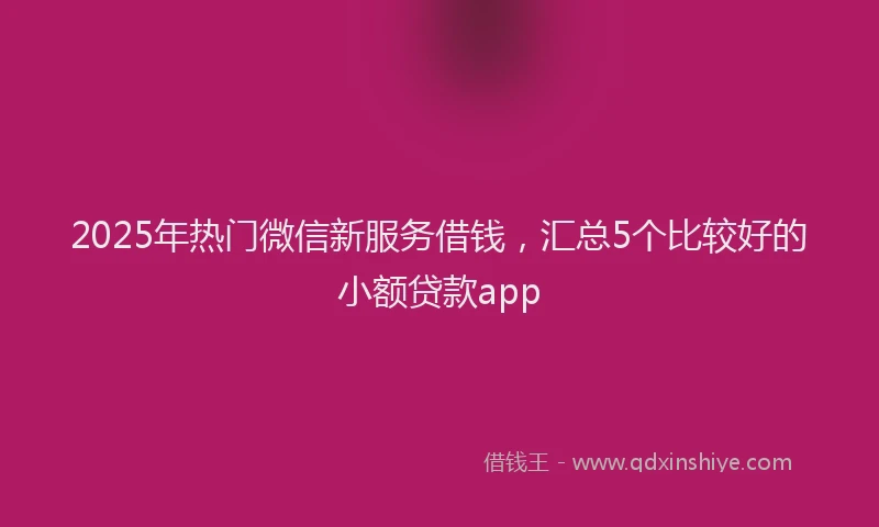 2025年热门微信新服务借钱，汇总5个比较好的小额贷款app
