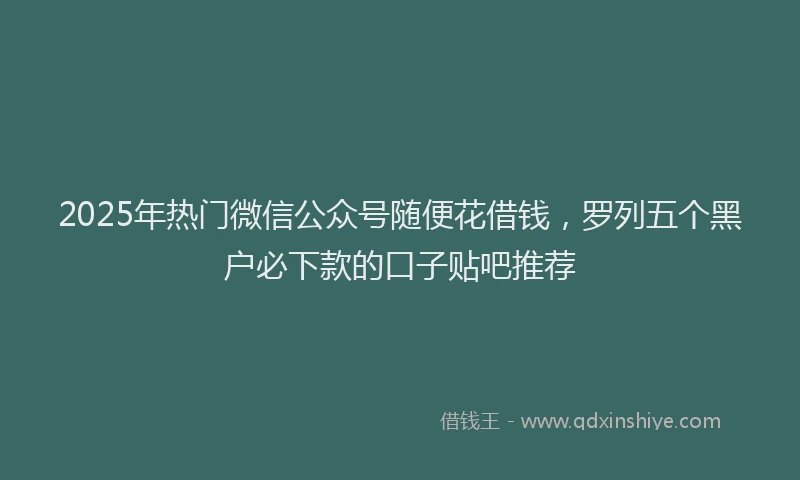 2025年热门微信公众号随便花借钱，罗列五个黑户必下款的口子贴吧推荐