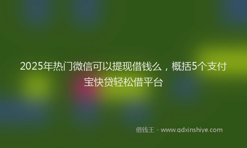 2025年热门微信可以提现借钱么，概括5个支付宝快贷轻松借平台