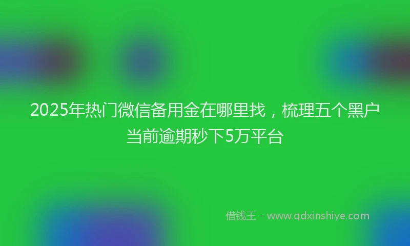 2025年热门微信备用金在哪里找，梳理五个黑户当前逾期秒下5万平台