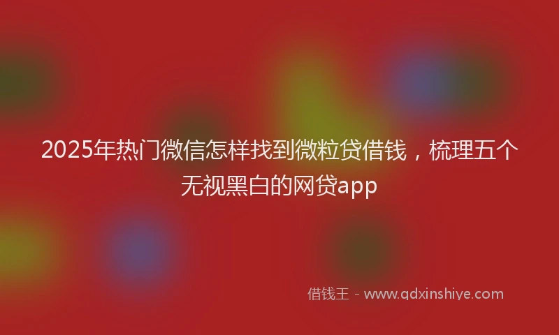 2025年热门微信怎样找到微粒贷借钱，梳理五个无视黑白的网贷app