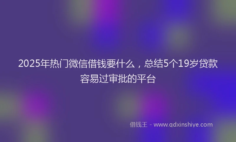 2025年热门微信借钱要什么，总结5个19岁贷款容易过审批的平台