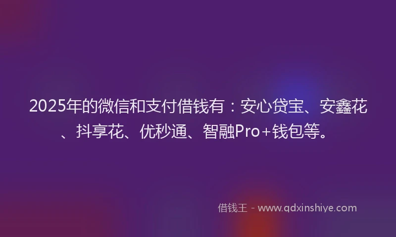2025年的微信和支付借钱有：安心贷宝、安鑫花、抖享花、优秒通、智融Pro+钱包等。