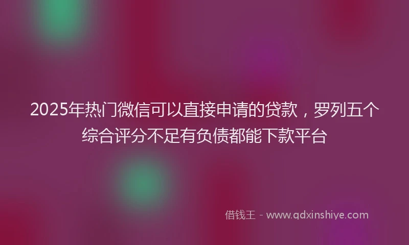 2025年热门微信可以直接申请的贷款，罗列五个综合评分不足有负债都能下款平台