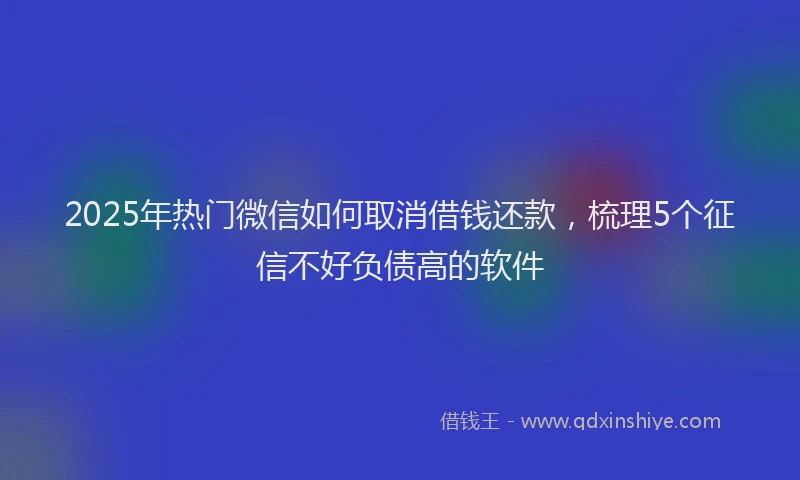 2025年热门微信如何取消借钱还款，梳理5个征信不好负债高的软件