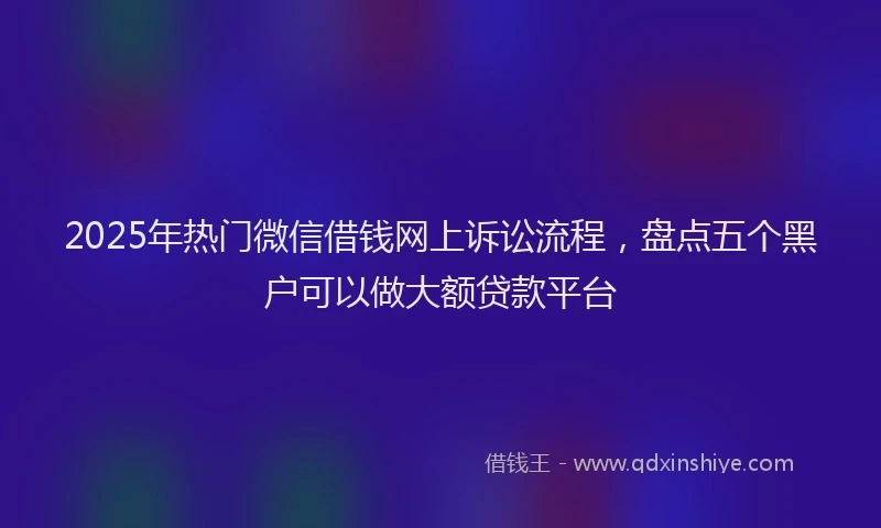 2025年热门微信借钱网上诉讼流程，盘点五个黑户可以做大额贷款平台