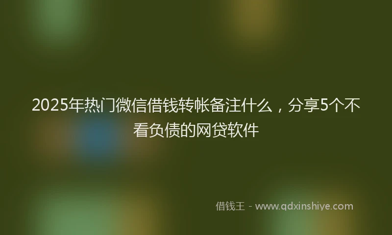 2025年热门微信借钱转帐备注什么，分享5个不看负债的网贷软件