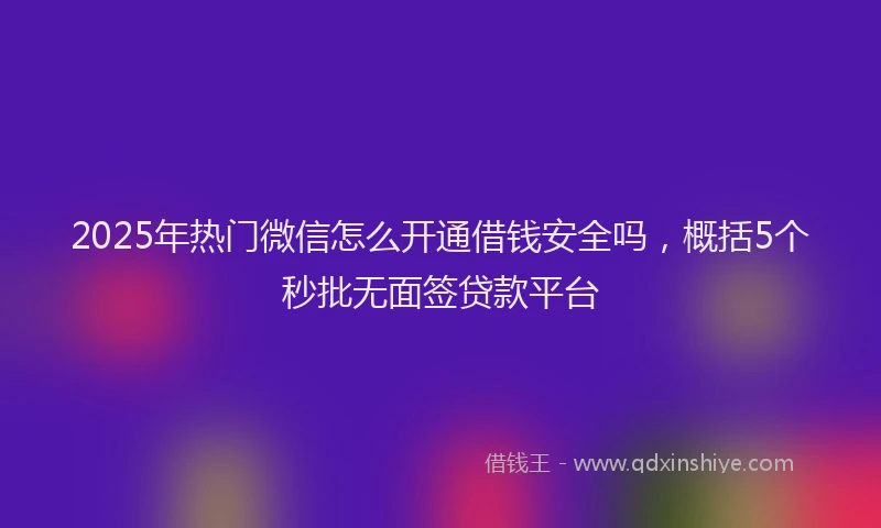 2025年热门微信怎么开通借钱安全吗，概括5个秒批无面签贷款平台