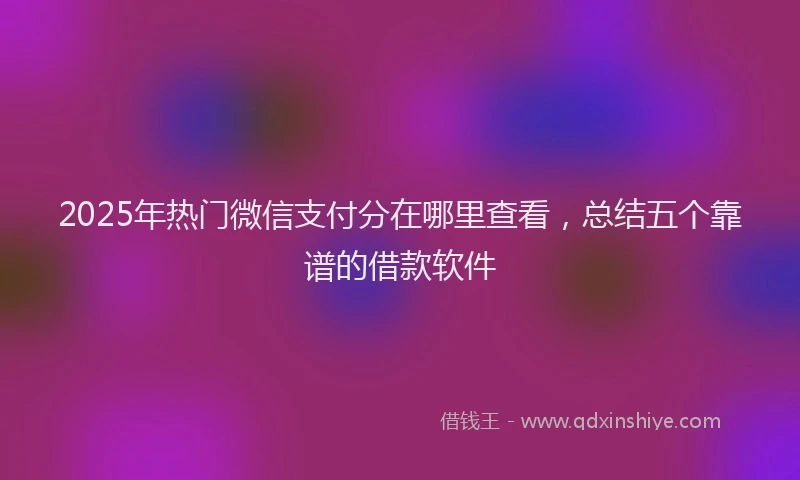 2025年热门微信支付分在哪里查看，总结五个靠谱的借款软件
