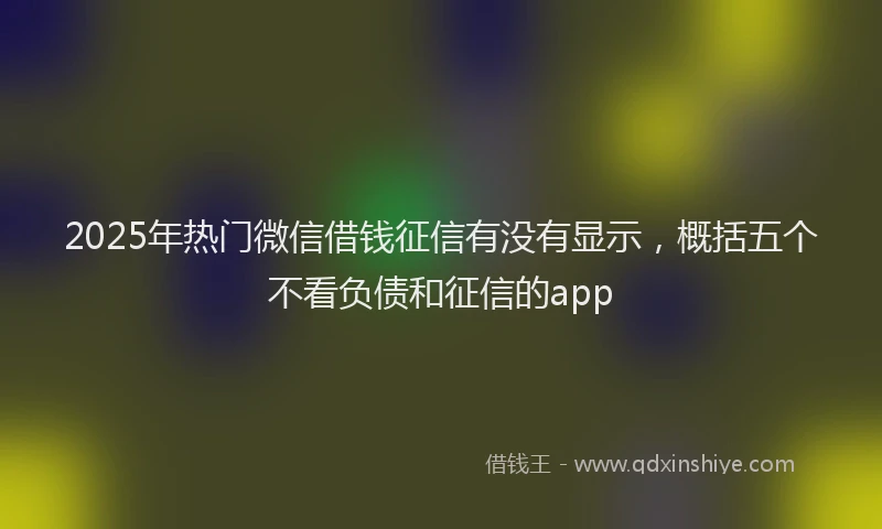 2025年热门微信借钱征信有没有显示，概括五个不看负债和征信的app