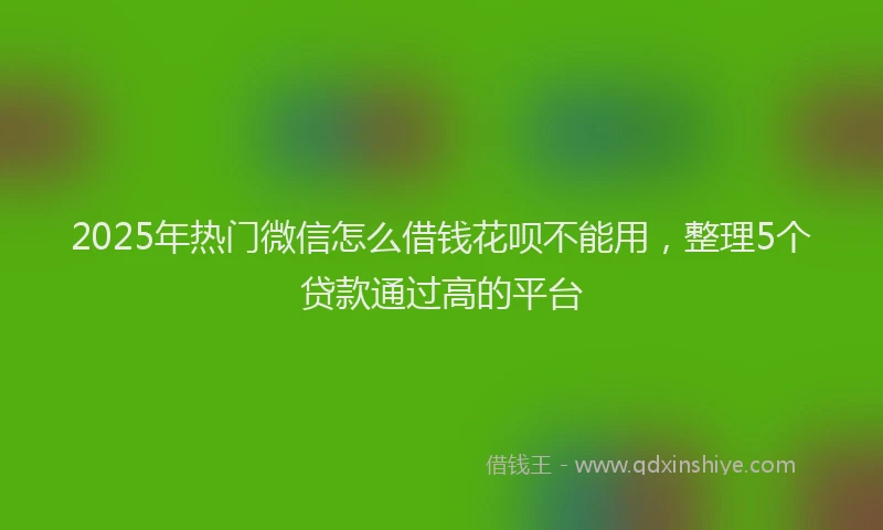 2025年热门微信怎么借钱花呗不能用，整理5个贷款通过高的平台