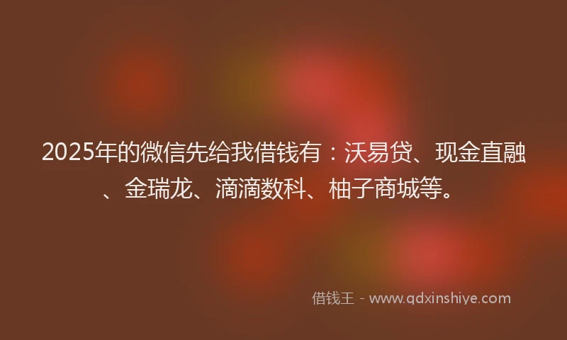 2025年的微信先给我借钱有：沃易贷、现金直融、金瑞龙、滴滴数科、柚子商城等。