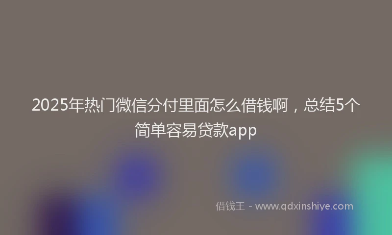 2025年热门微信分付里面怎么借钱啊，总结5个简单容易贷款app