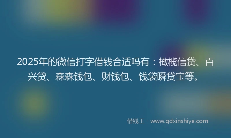 2025年的微信打字借钱合适吗有：橄榄信贷、百兴贷、森森钱包、财钱包、钱袋瞬贷宝等。