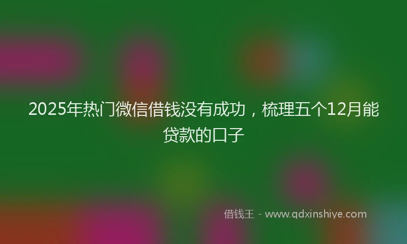 2025年热门微信借钱没有成功，梳理五个12月能贷款的口子