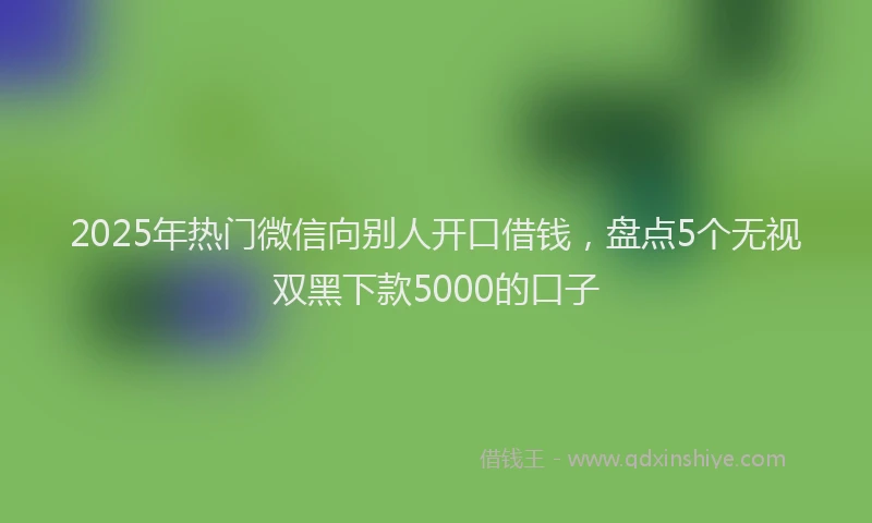 2025年热门微信向别人开口借钱，盘点5个无视双黑下款5000的口子