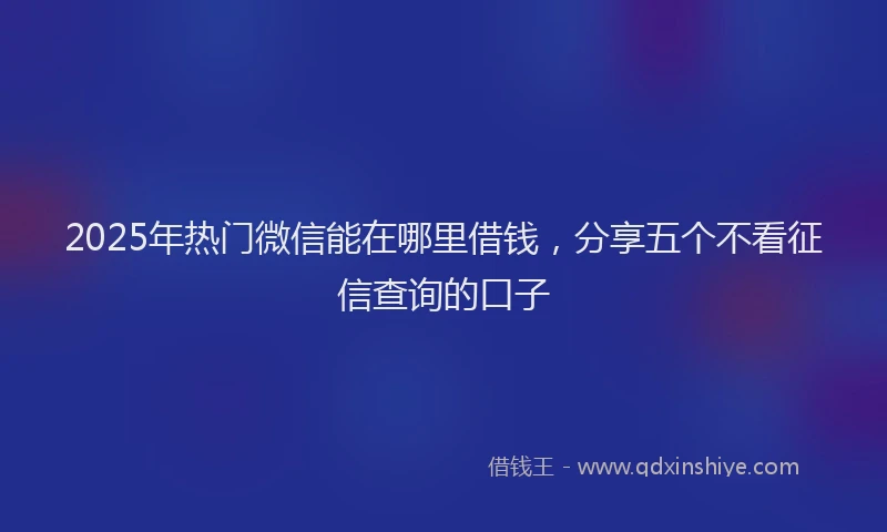 2025年热门微信能在哪里借钱，分享五个不看征信查询的口子