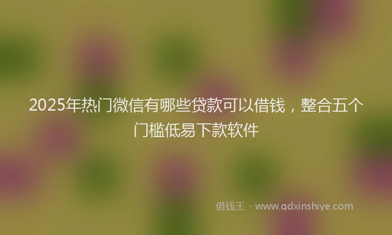 2025年热门微信有哪些贷款可以借钱，整合五个门槛低易下款软件