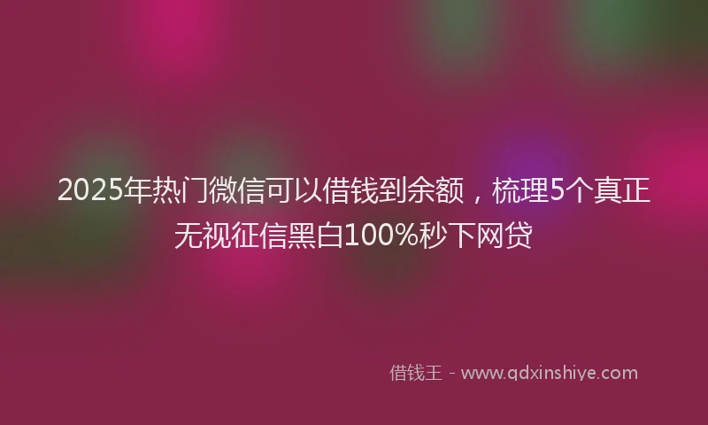 2025年热门微信可以借钱到余额，梳理5个真正无视征信黑白100%秒下网贷