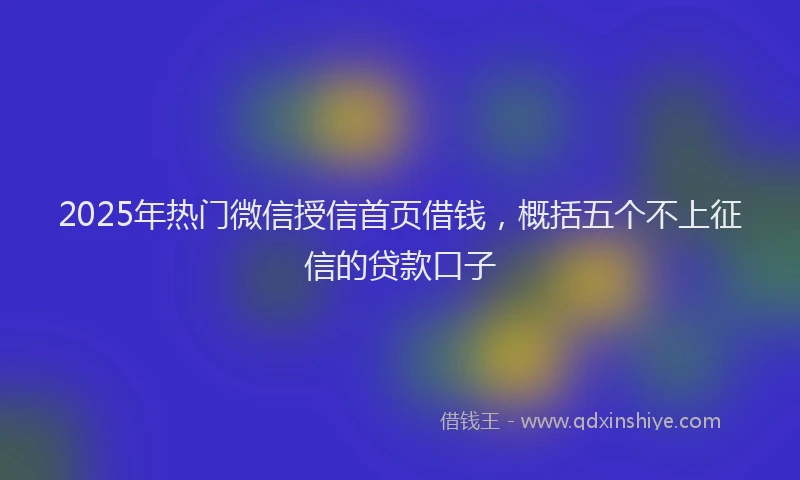 2025年热门微信授信首页借钱，概括五个不上征信的贷款口子