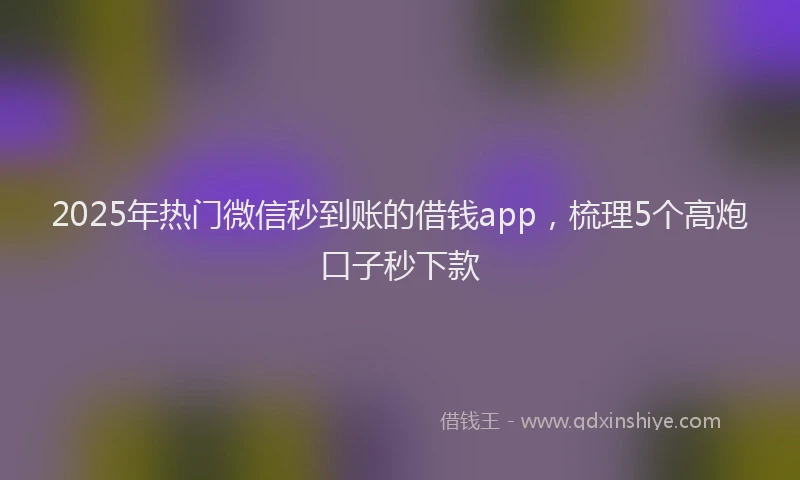 2025年热门微信秒到账的借钱app，梳理5个高炮口子秒下款